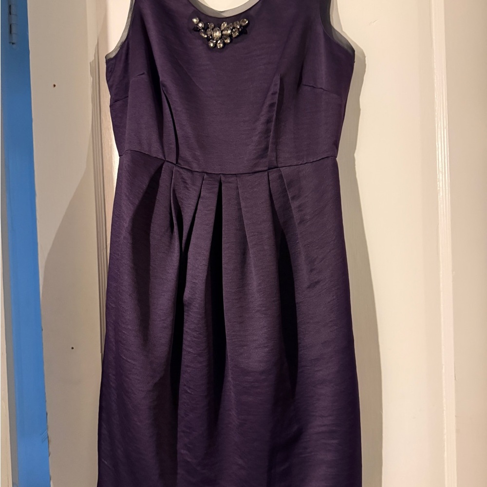 Vera Wang Purple Dress with Embellished Neckline